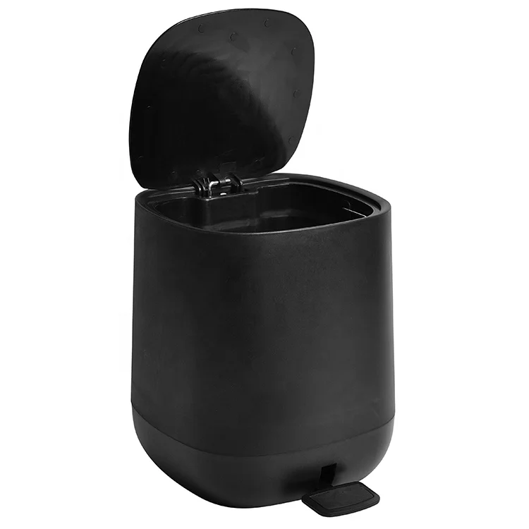 Household Abs Garbage Pedal Bin Plastic Dustbin With Soft Close Lid Keep 90 Angle Open Bathroom Trash Can