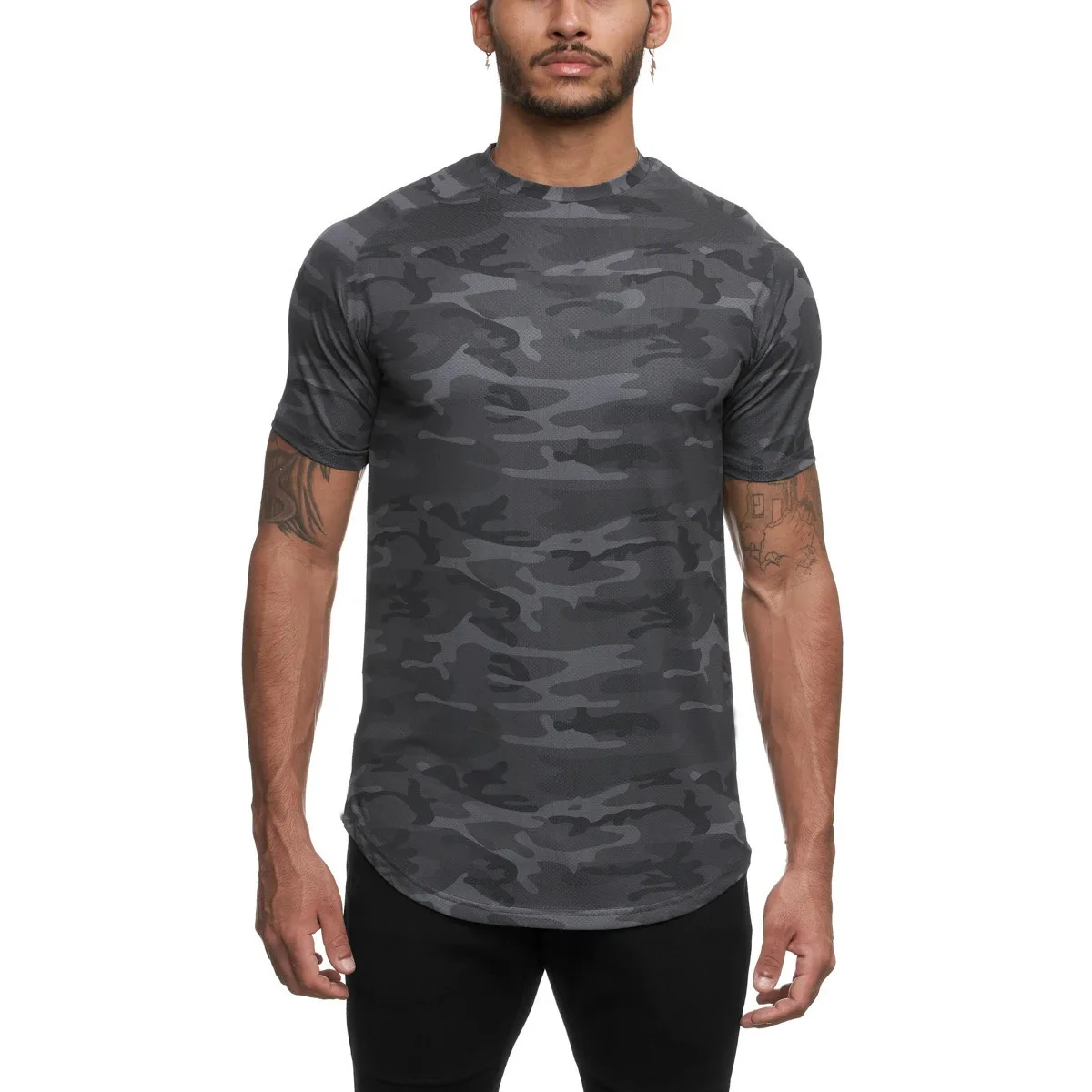 High quality T-shirt logo customized blank shirt short sleeve T-shirt for men Oval T-shirt with lower hem