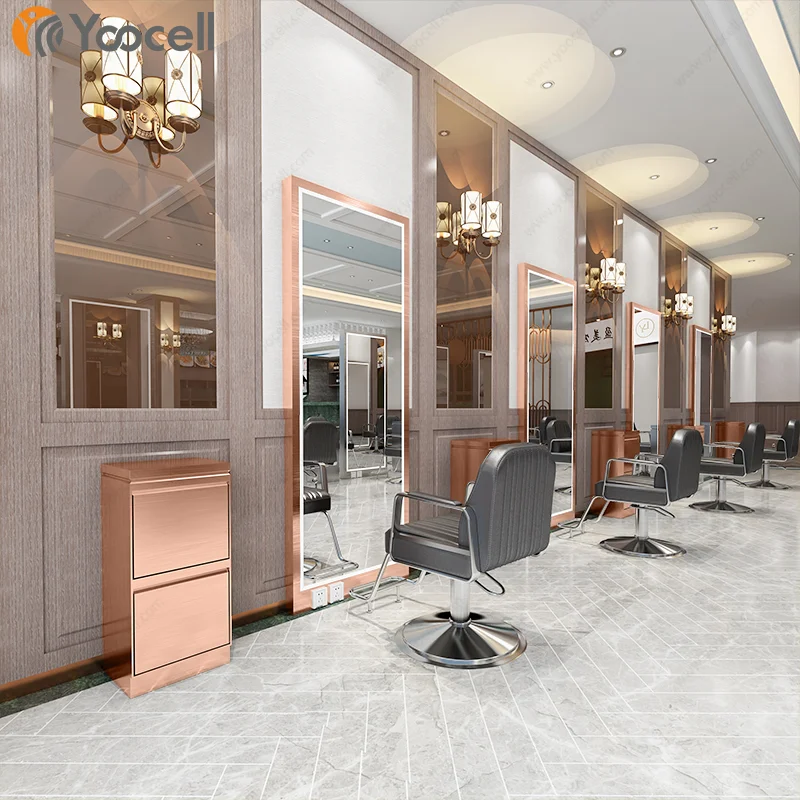 Yoocell 2021 Овальный односторонний зеркальная установка для салона парикмахерской, оборудование в прочая мебель для салона с светодио дный