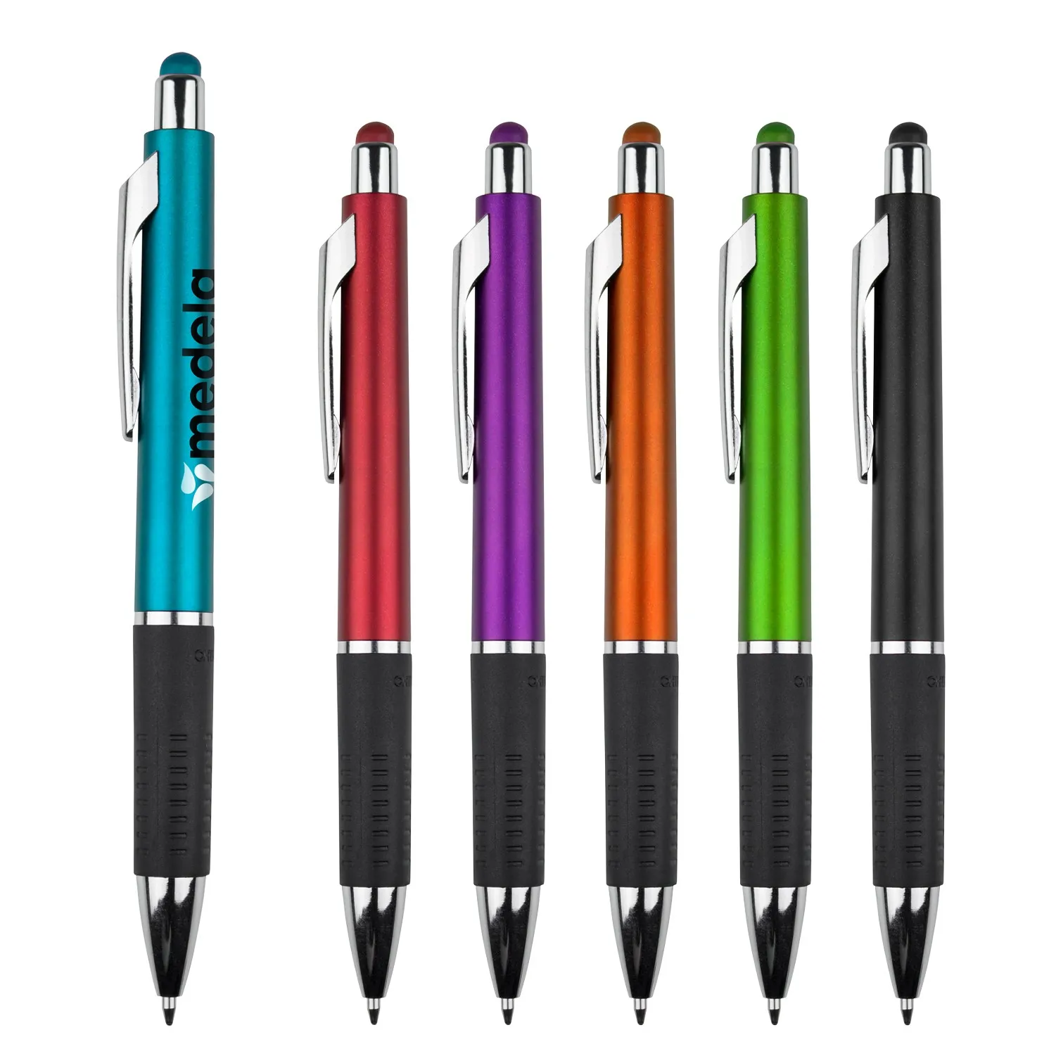 personalized plastic promotional Metallic Rubber Grip ballpoint pens for custom brand logo imprint-ball pen ink