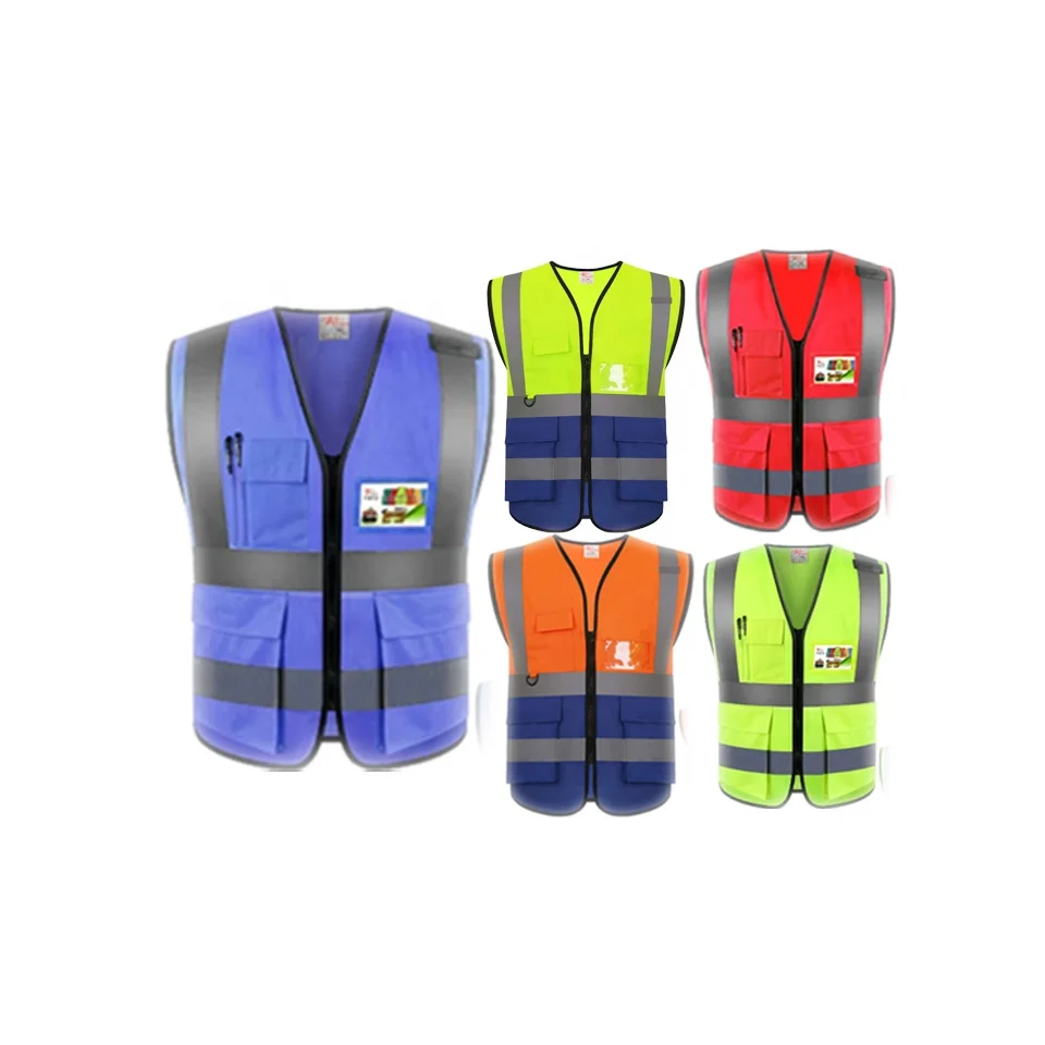 Safety Vest Hi Vis Work High Visible Patch With Pocket Security Guard Reflective Striping Protective Vest