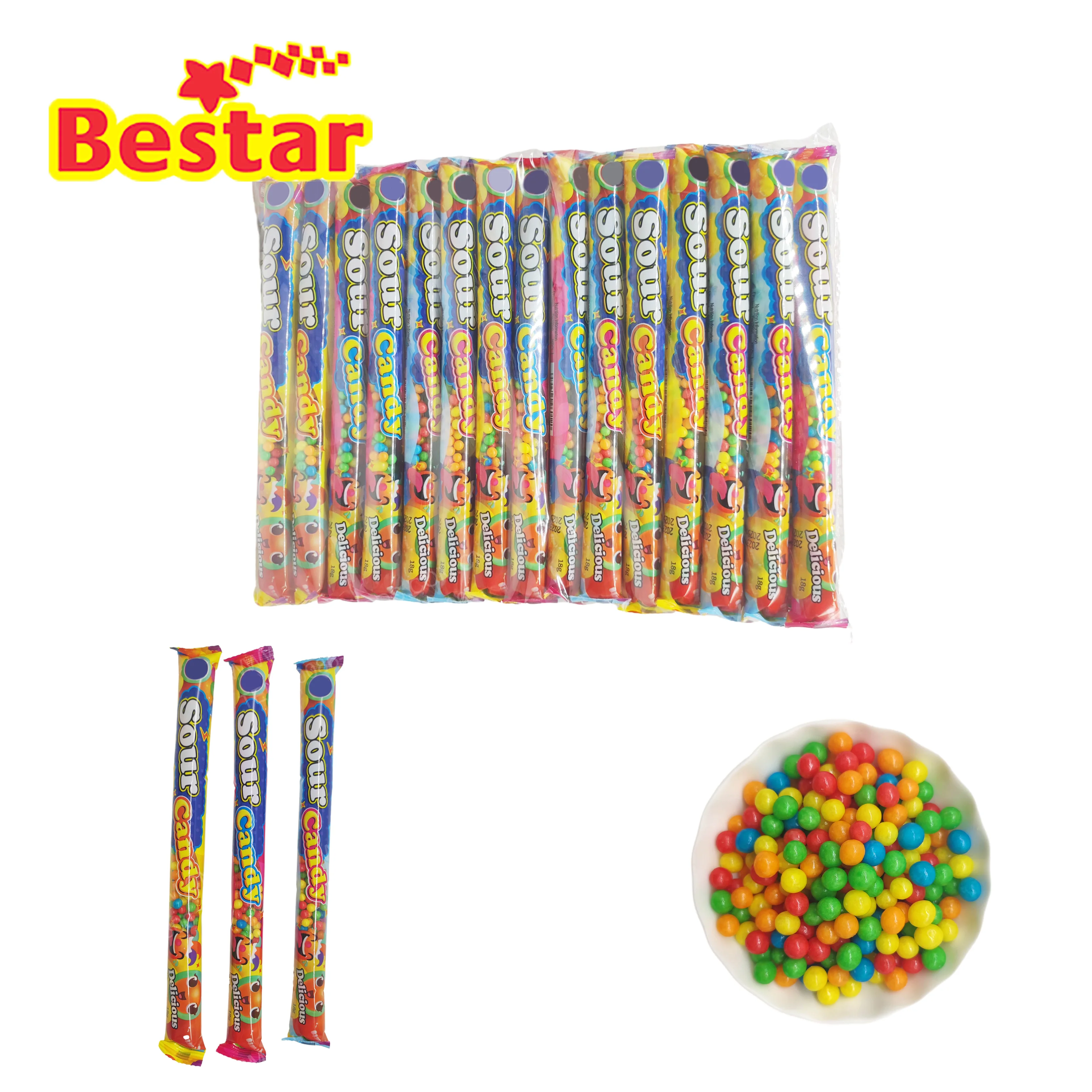 Sour puffed candy fruit sour candy factory price mini puffed candy