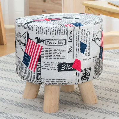 Nordic Three-Legged Round Change Shoes Bench Sofa Stool Washable 6 Colors 2 Styles Ottoman Footstool