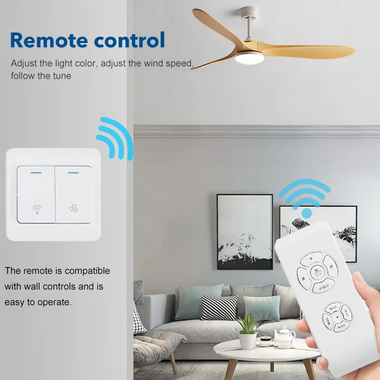 2024 42 Inch 52 Inch 60 Inch Home Luxury Decorative ABS Blade DC Motor Remote Control Modern Bldc Led Ceiling Fan With Light