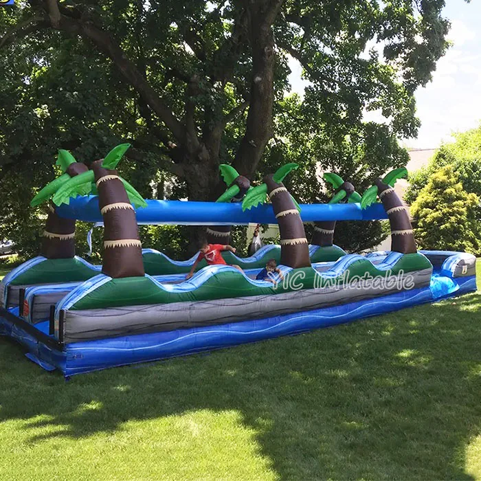 Popular Outdoor Inflatable Tropical Marble Slip Slide Water Park Surf Water Slide Tropical Slip N Slide For  Summer Rental