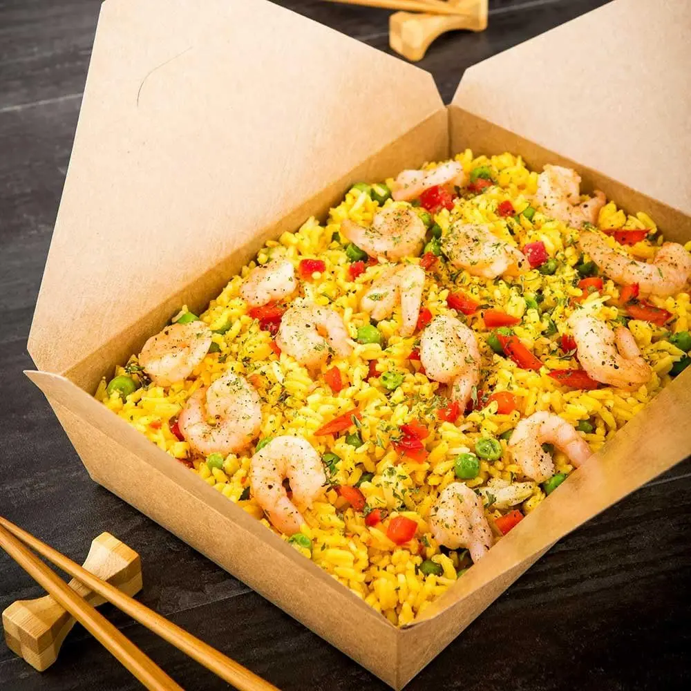 Customize logo printing Eco-friendly recyclable takeaway Kraft paper box food container packaging boxes can digital printing