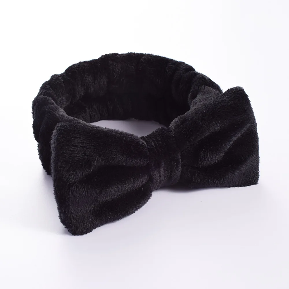 Custom Logo Microfiber Bowknot Spa Headbands Skincare Facial Cleansing Hair Wraps Wash Yoga Sports Shower Elastic Hairband