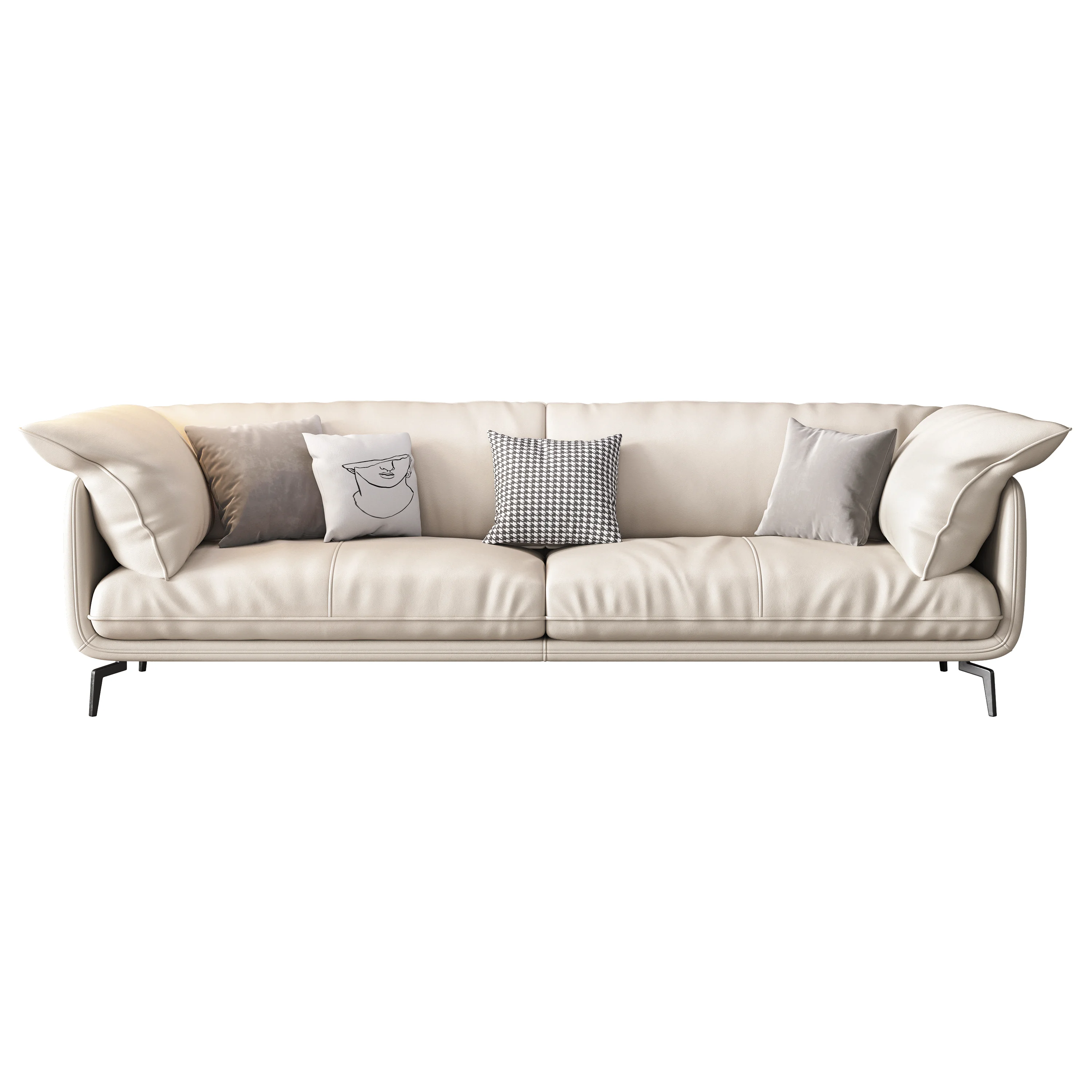 Wholesale Factory Luxury White Sofa Three Person Seat Soft Leather Furniture Living Room Sofa