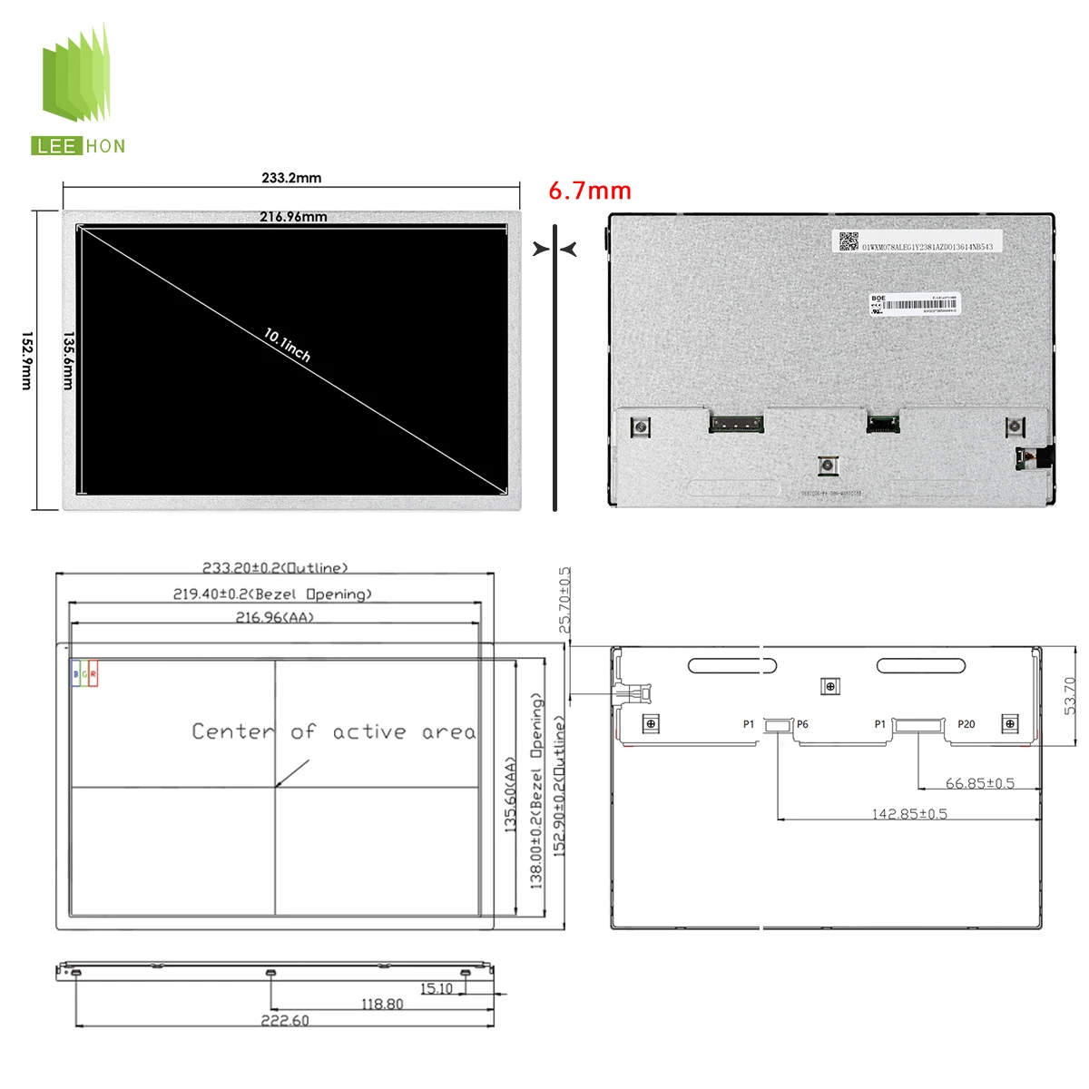 BOE Domestic Brands 10.1' LCD Panel Ticket Gate Display EV101WXM-N80 1280x800 LCD Screen 10.1 Inch LCD Module