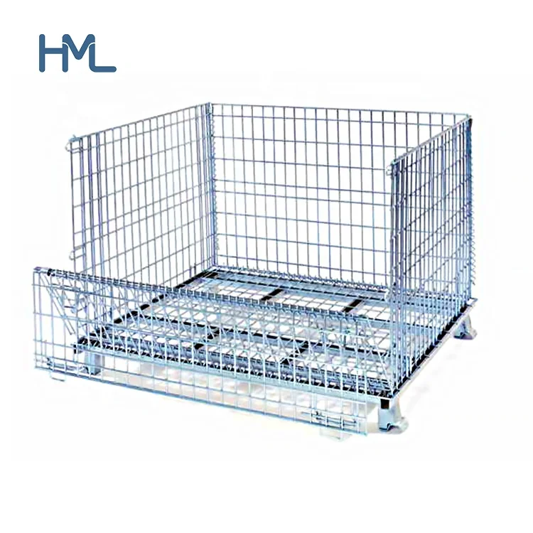 Warehouse stackable lockable storage wire mesh logistics container