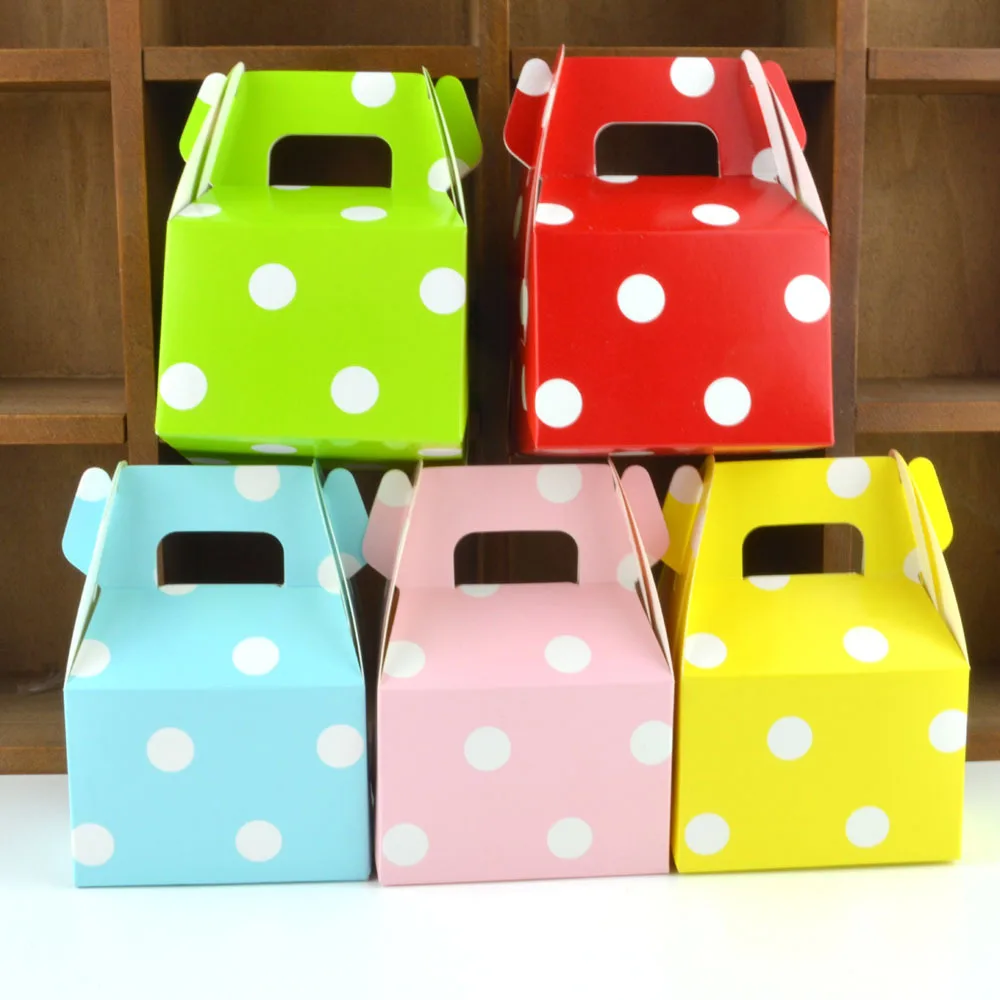 Multi Colors Polka Dot Favor Boxes White Dots Candy Box Gift Boxes For Party Supplies