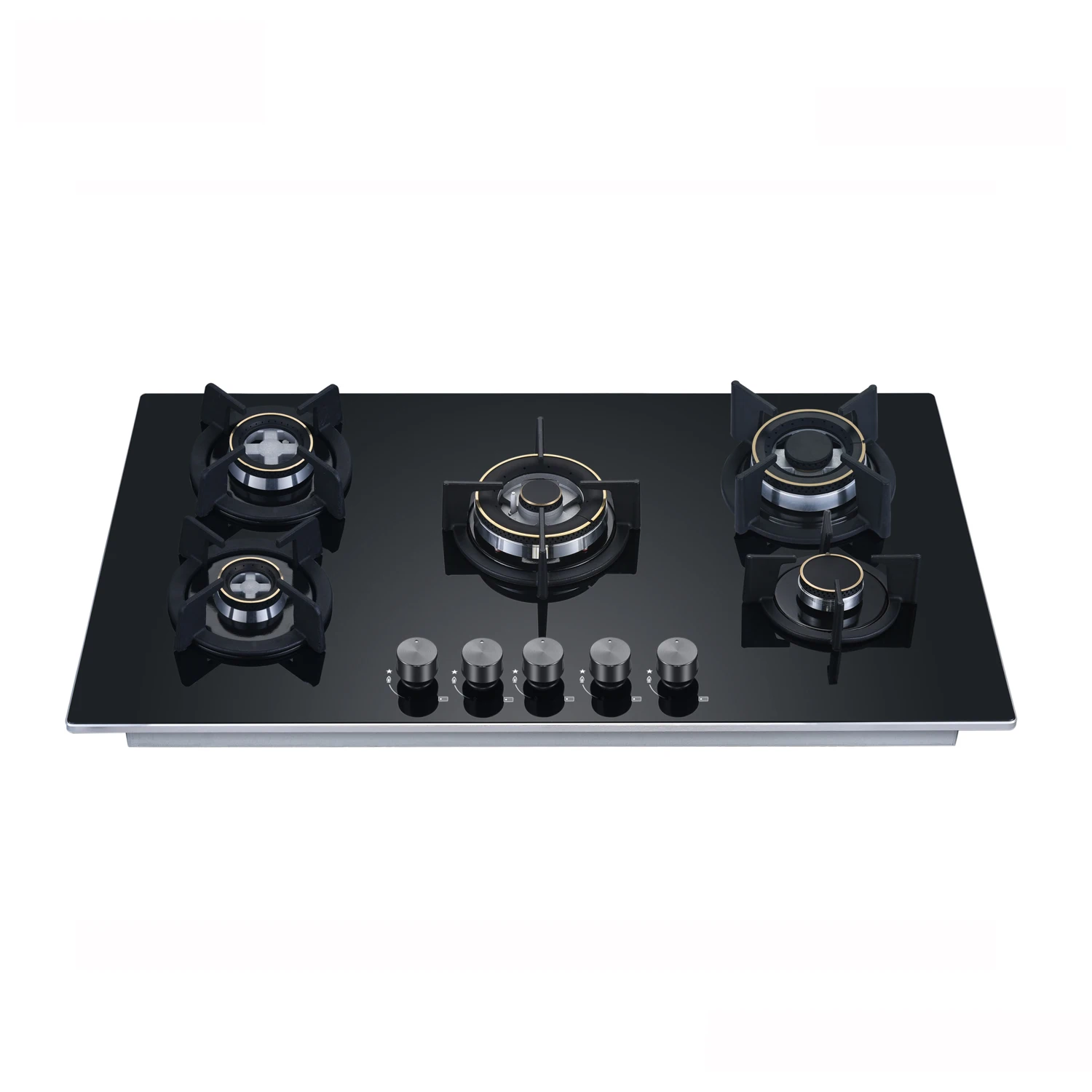 2024 Nuoyi Factory Black Tempered Glass 5 burner gas cooker stove Hot selling Gas cook tops