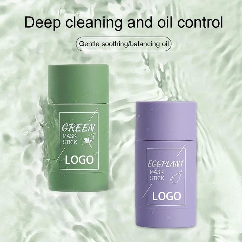 OEM Private label Blemish Clearing Eggplant Facial poreless Nourishing Green Tea Mask Stick Face Skin Care Purifying Clay Mu
