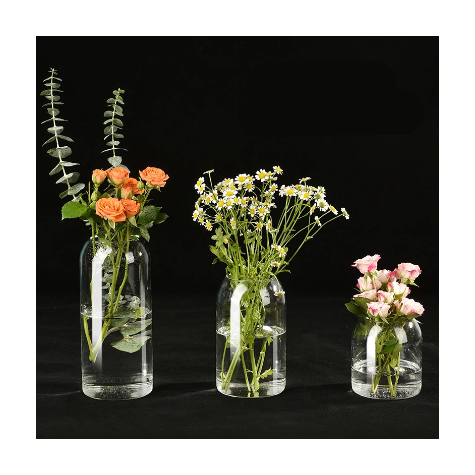Bud Vases Glass Set, Clear Small Serene Spaces Living Vase Set of 6 for Centerpieces Home Decor glass vases cylinder clear