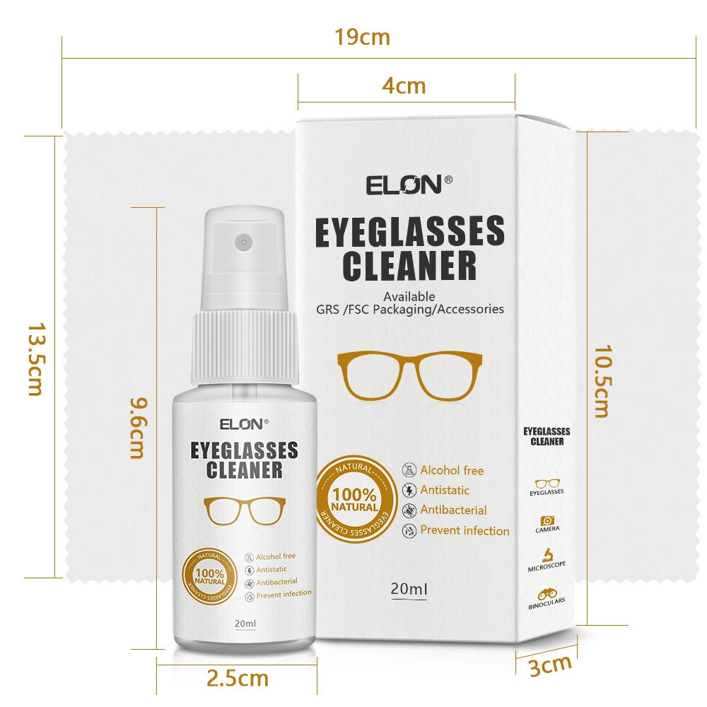 Custom Logo Nature Eyewear Formula Accessories Sunglasses Cleaning Cloth Misting Spray Bottle Glasses Cleaning Kit