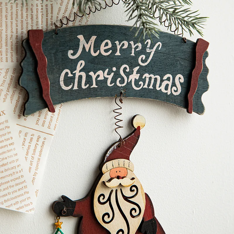 Christmas Hanging Wind Bell Elk Merry Christmas Wooden Hanging Xmas Bell Pendant Hanging Elk Wooden Christmas Bell Ornament