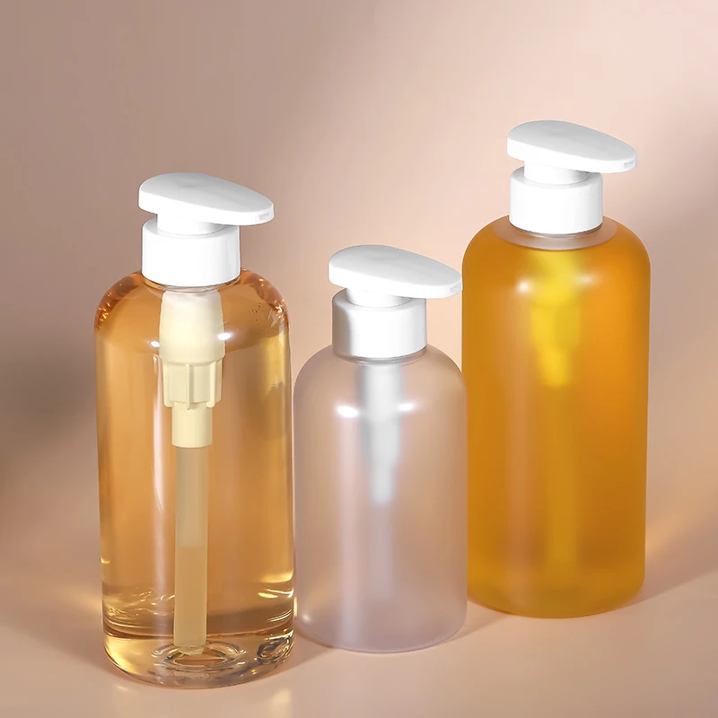 300/500ml Shampoo Bottle Wholesale Clear Frosted Pet Plastic Lotion Pump Bottle With White Lotion Pump Head Sanitizer Bottle