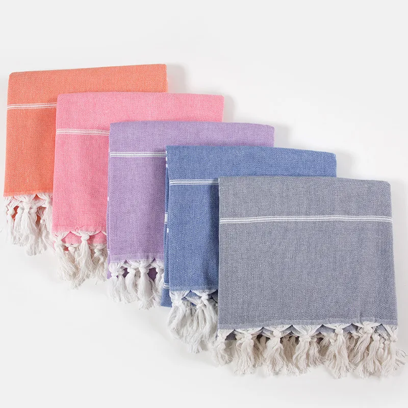 Customized Stripe Pestemal Bag Fouta Turkish Cotton Bath Beach Towel Can Be Transform To Bag High Quality Cotton Beach Towel