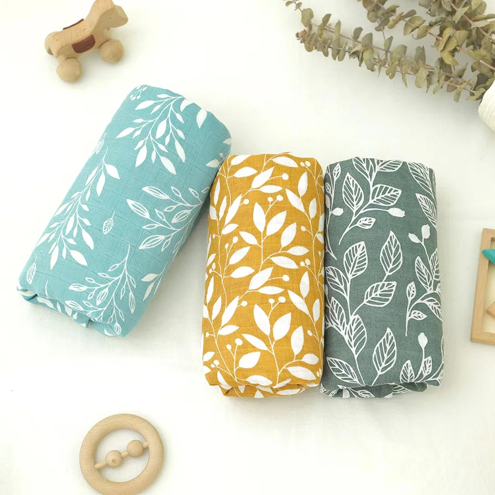Custom Digital Screen Print 70% Bamboo 30% Organic Cotton Newborn Swaddle Wrap Receiving Blanket Baby Muslin Swaddle Blankets