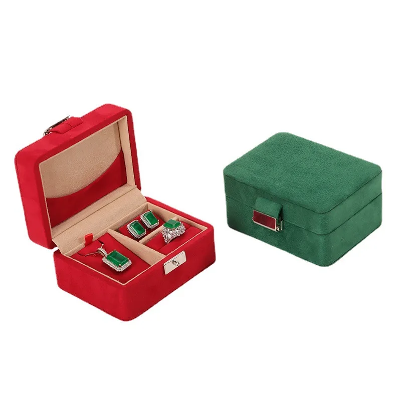 Custom Logo Travel Jewelry Box Suede Necklace Ring Jewelry Box Velvet Jewelry Storage Box Set