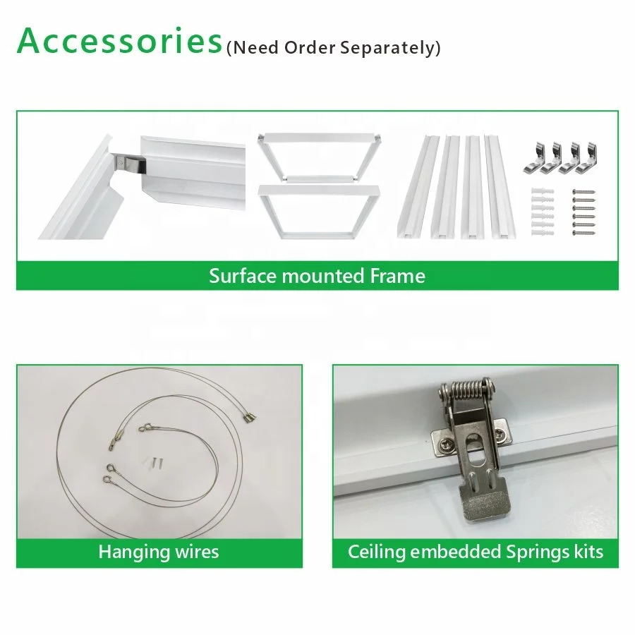 60x60 60x120 120x20 30W 40W 50W 60W 70W 3-CCT Switch Wattage CCT Selectable Back-lit LED Panel