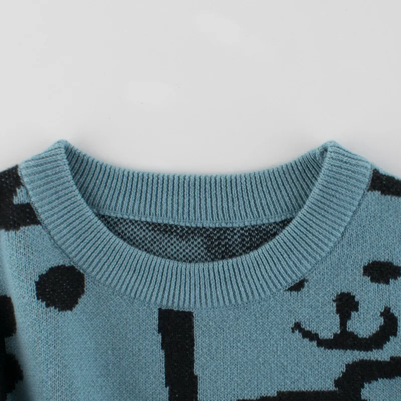 High Quality Sweater Kids One Piece Cotton Cartoon Jacquard Knitted Sweater Kids Pullover Kids Sweater