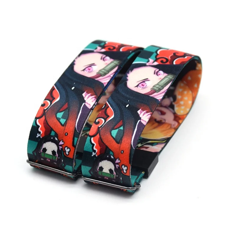 Anime Demon Slayer Adjustable Polyester Wristband Sublimation Fabric Bracelet Fashion Promotional Gift For Kids Adults