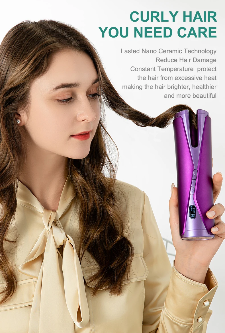 
Cordless hair curling iron hair curl wand hair curling tongs for travel home use 