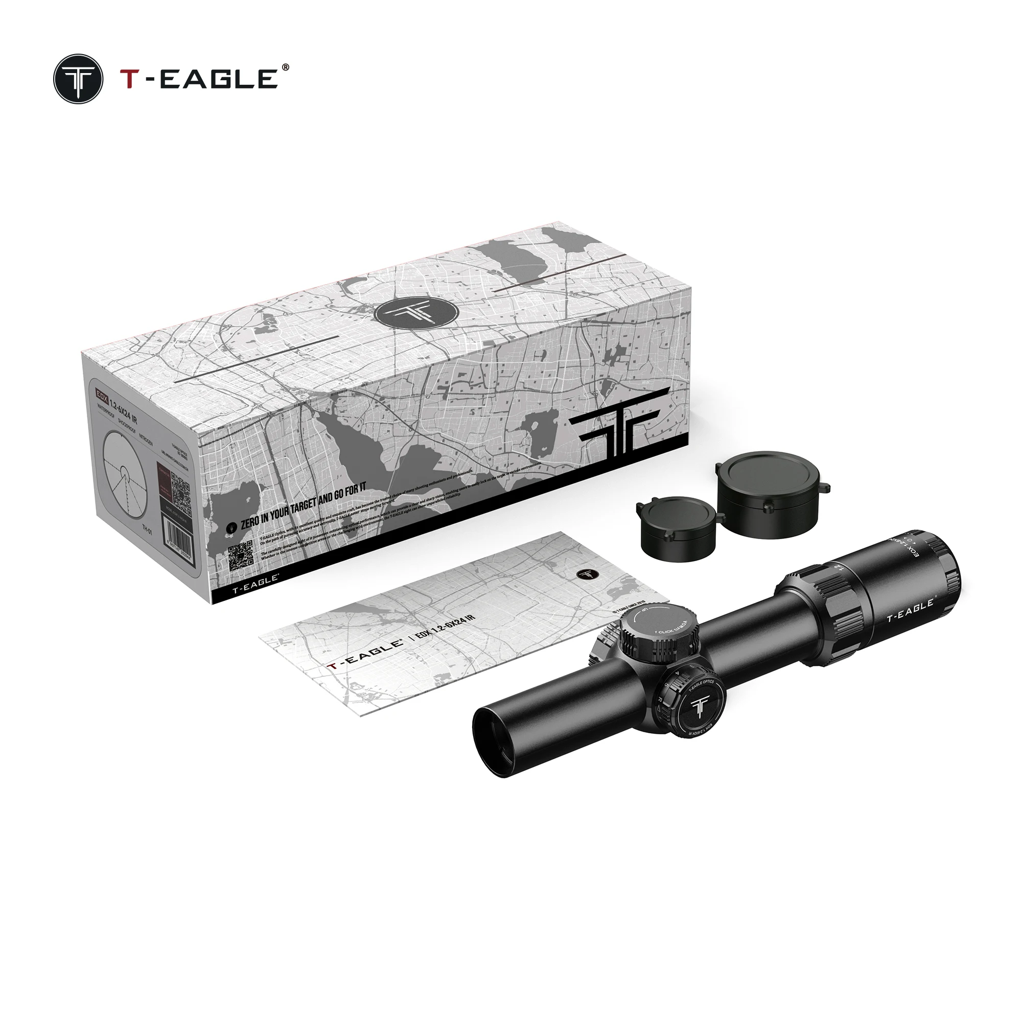 T-EAGLE EOX 1.2-6 Shockproof Scope Mounted Long Range Hunting Outdoor Scope sight 30mm Tube Etched Glass Illuminated Scope