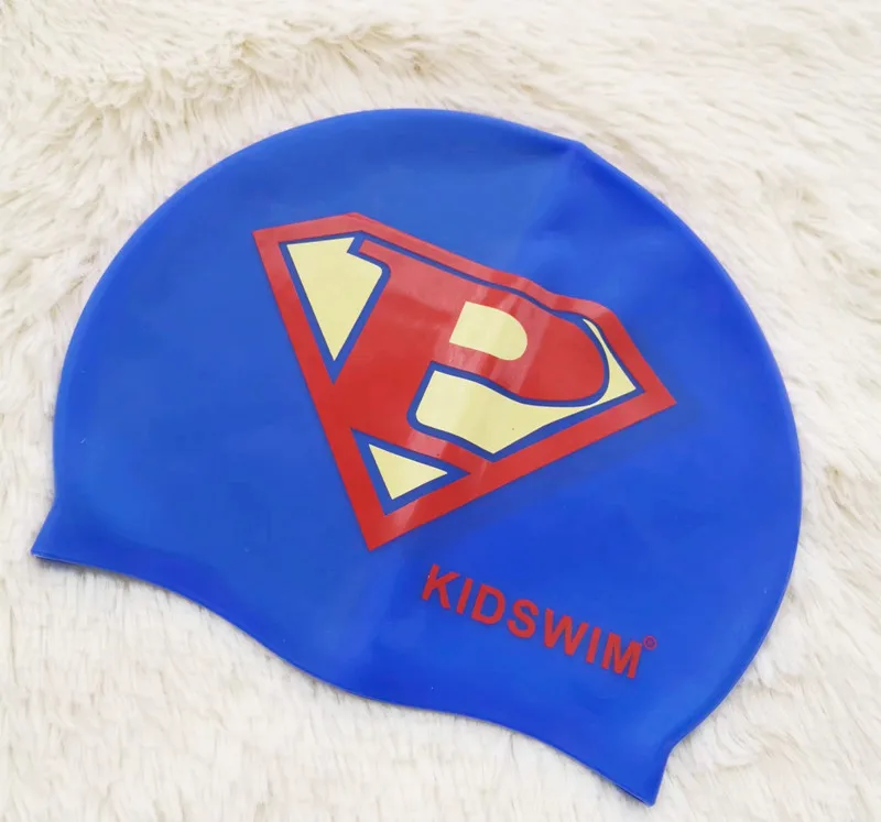 Unisex Waterproof Durable Non-Slip Elastic Kids Swim Cap Cartoon Silicone Swimming Caps