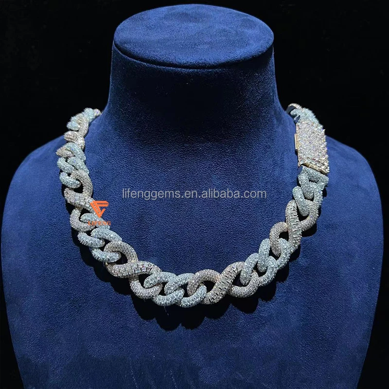 Custom Cuban Link Chain Necklace For Men Fine Jewelry Hot Style Iced Out Hiphop Chunky Miami Rattan Weave Moissanite Cuban Chain