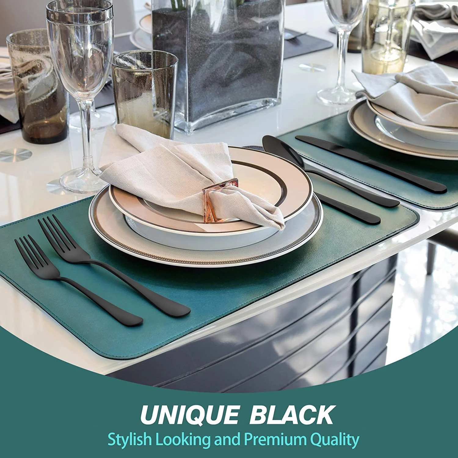 QZQ High Quality Bulk Bestek Hotel Home Knife Spoon Fork Set Wedding Silver Black Silverwar Flatware Stainless Steel Cutlery Set