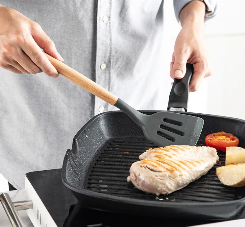 Высококачественная силиконовая кухонная утварь, 12 шт., экологически чистые силиконовые кухонные аксессуары, набор кухонной утвари