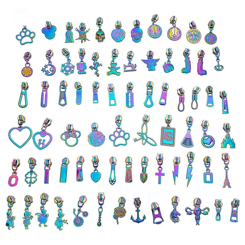 Wholesale Zipper Heads Rainbow Color Metal Zipper Slider #3 Custom Logo Slider