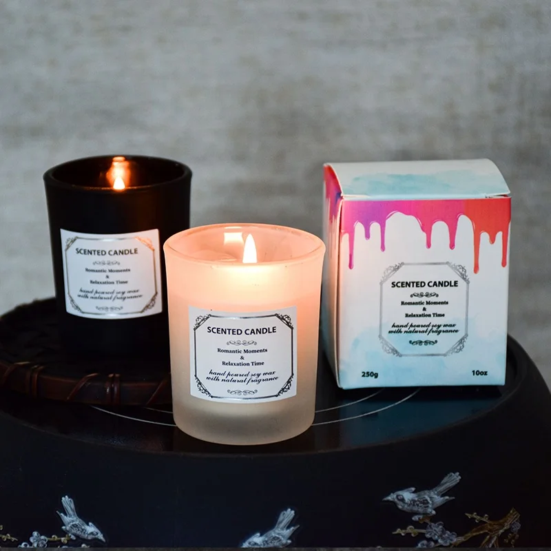 Frosted White Glass Jar Candles for Wedding and Home Decor Beeswax Palm Wax Paraffin Wax-Private Label for Diwali Holidays