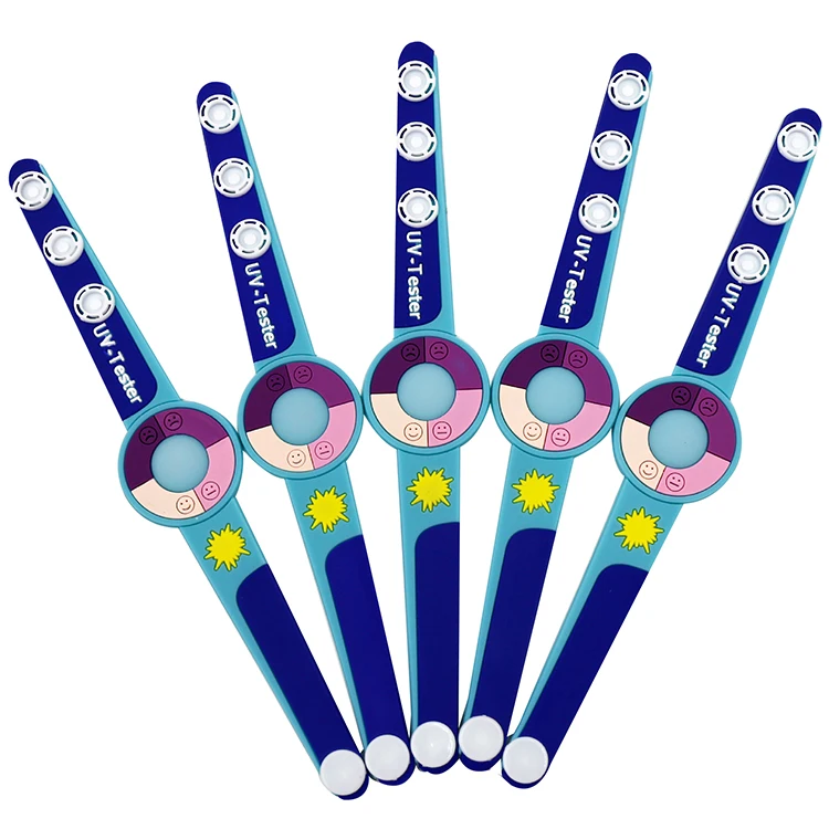 Amerpromo Adult size adjustable UV Sensitive uv wrist band /silicone uv detector bracelet for outdoor sports accessories