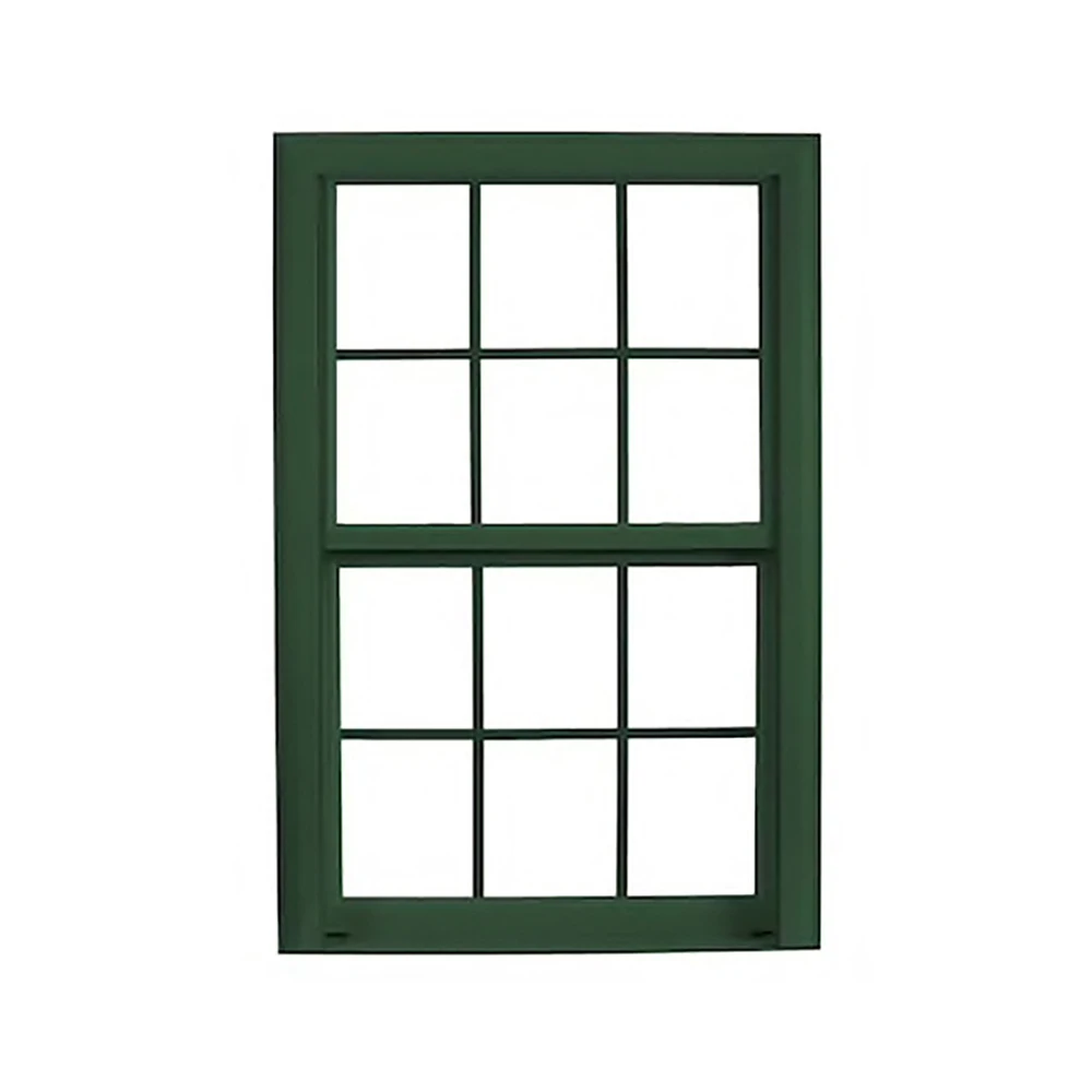 Grid Design Double Glass Green Color Aluminium Exterior French Windows