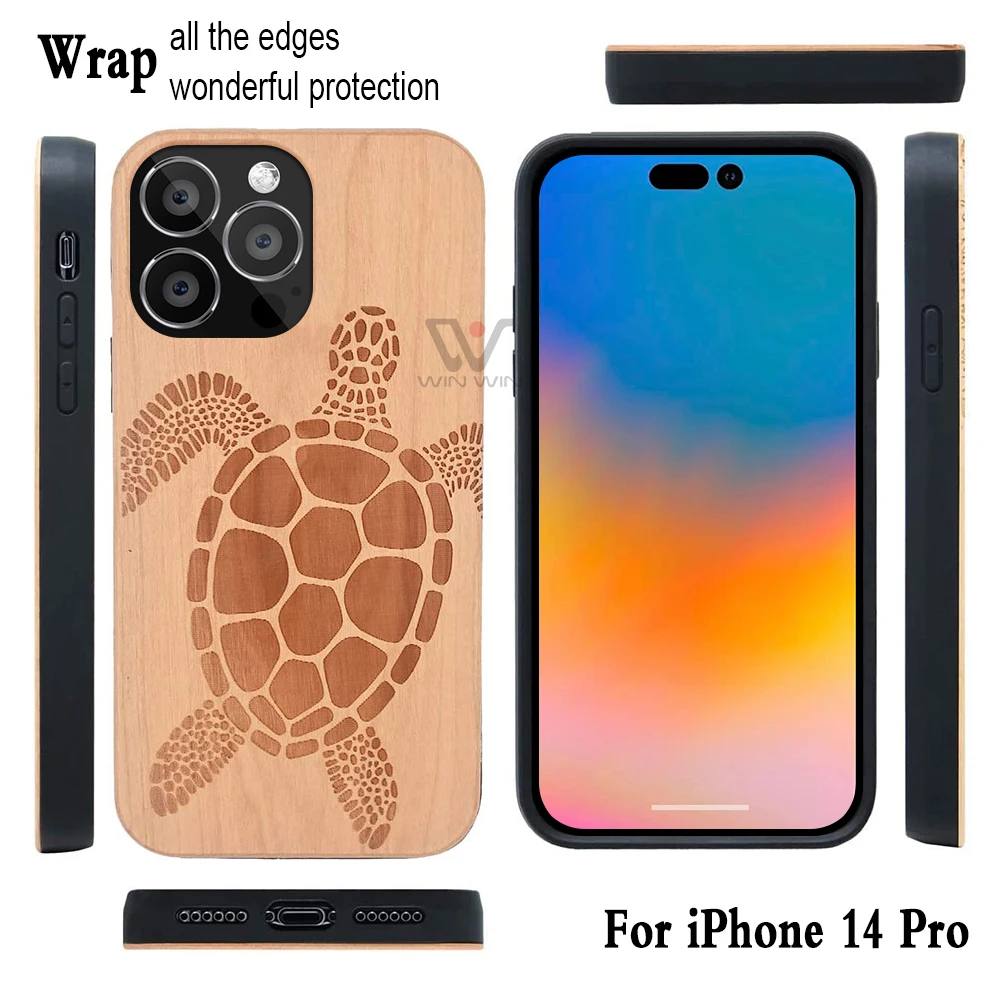 Top Sale Wooden Cellphone Case Engraved Custom Logo Wood Mobile Covers Phone Cases