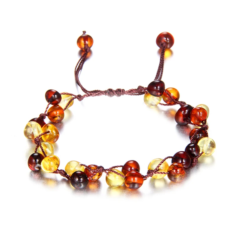 
braided Handmade Original Baltic Ambers Beads Jewelry For Baby Adult Gift Stone Teething Beads Baltic Natural Amber Bracelet 