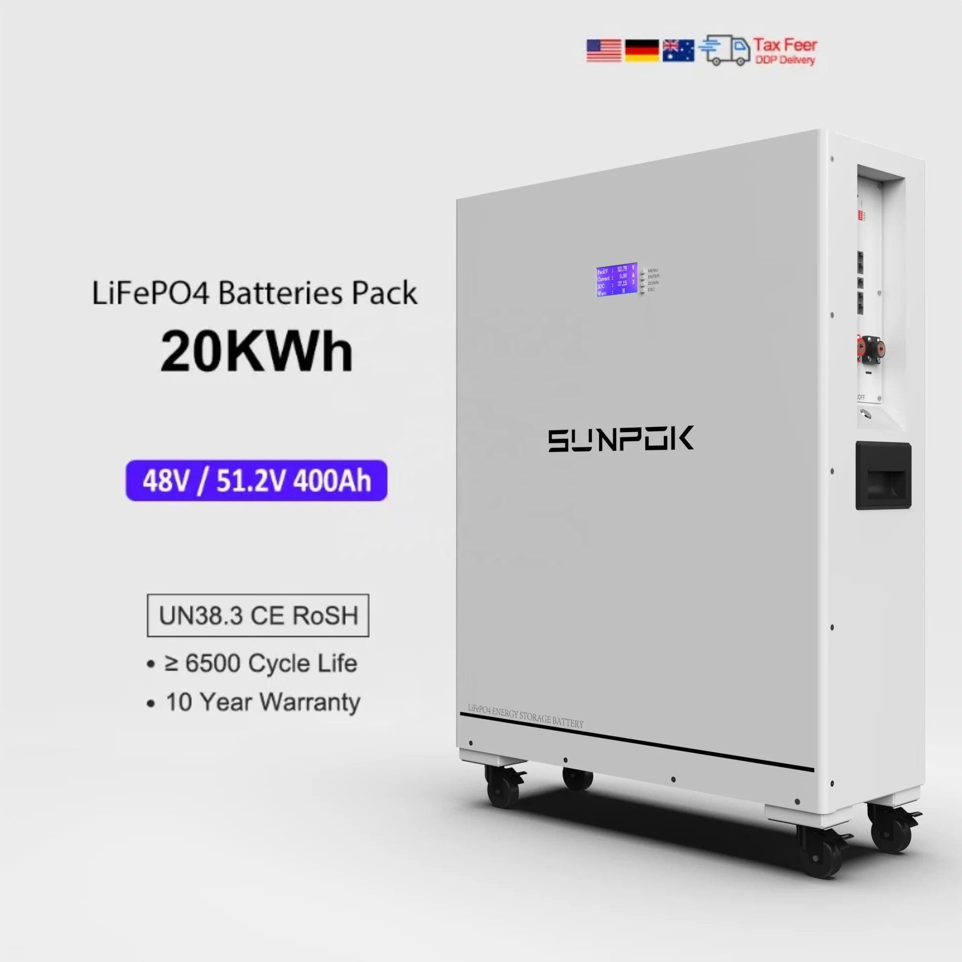 EU Stock Poland Grade 6000 Глубокий Цикл 48 В 51 2 100ah 10kwh 20kwh штабелированный Lifepo4 литий-ионный литиевый аккумулятор системы питания