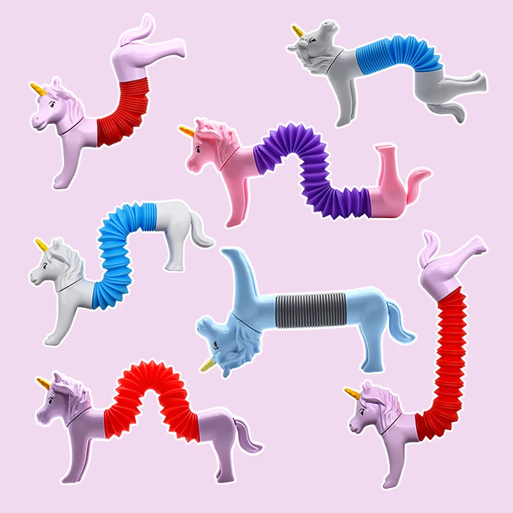 Creative Stretchable Spring Tube Variable Telescopic Decompression Toy DIY Plastic Animal Child Leisure Toys Desktop Ornaments