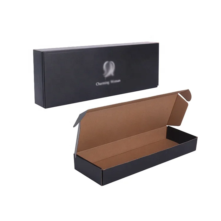 Custom hot stamping Logo printing black wig box Corrugated Cardboard Shipping Box Human hair wigs packaging box
