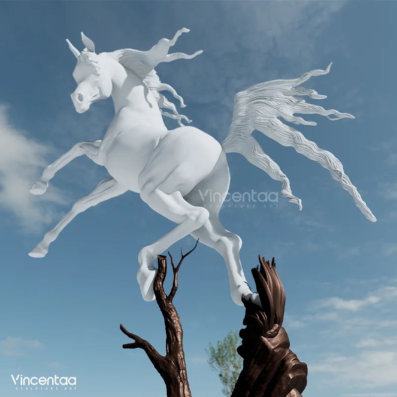 Vincentaa Custom Outdoor Large Art Sculpture Fly Horse Sculpture Metal