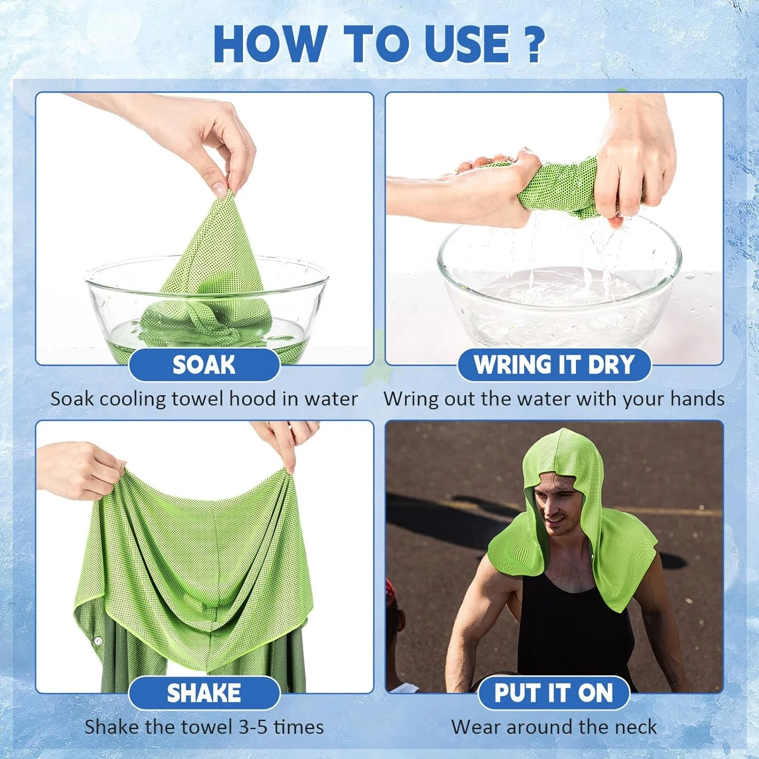 Summer Absorbent Cooling Hoodie Towel Sweat Wraps Sun Protect Cooling Accessories cooling hoodie towel