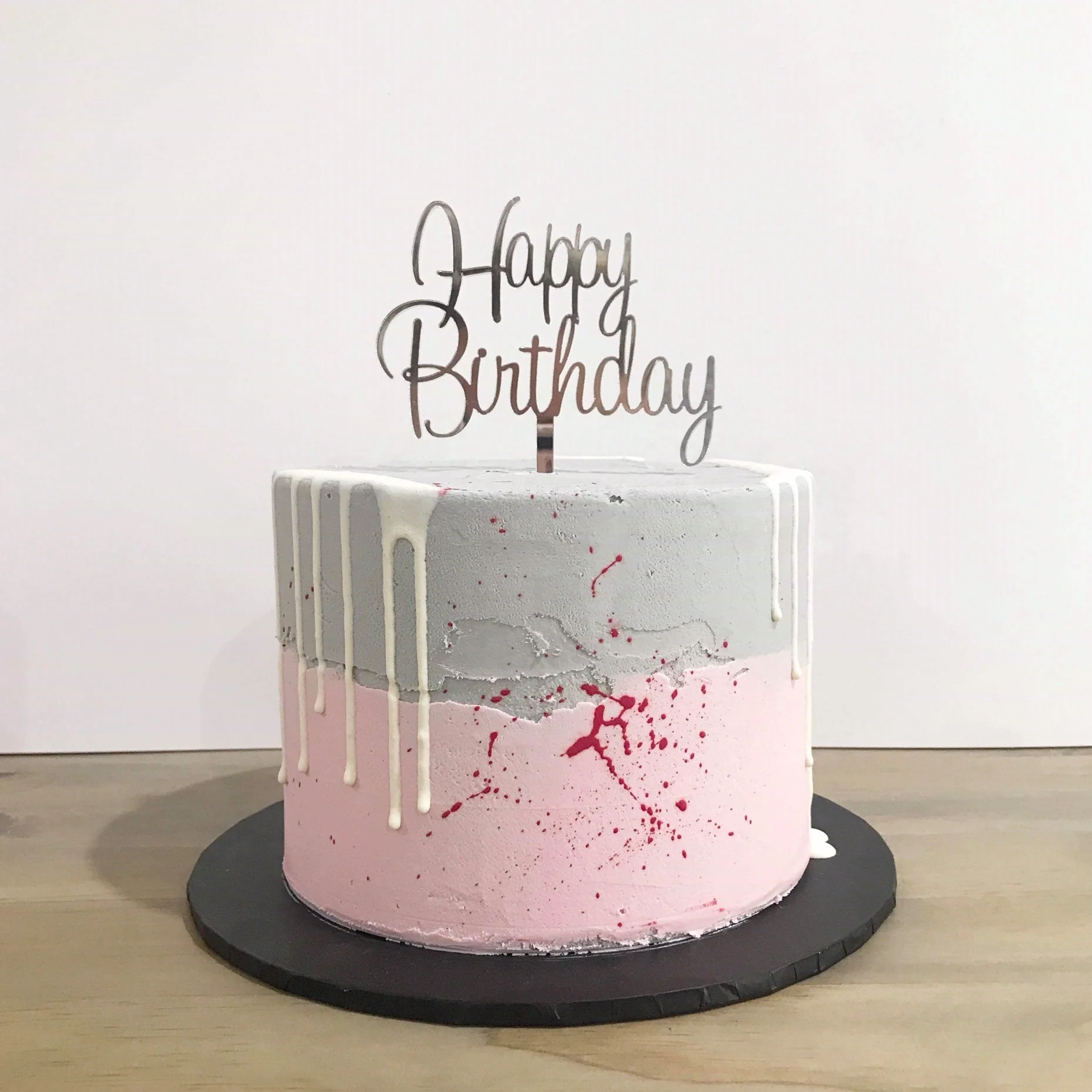 
TX Custom Hot sale custom Letter acrylic rose gold mirror acrylic happy birthday cake topper with inner card for evert party 