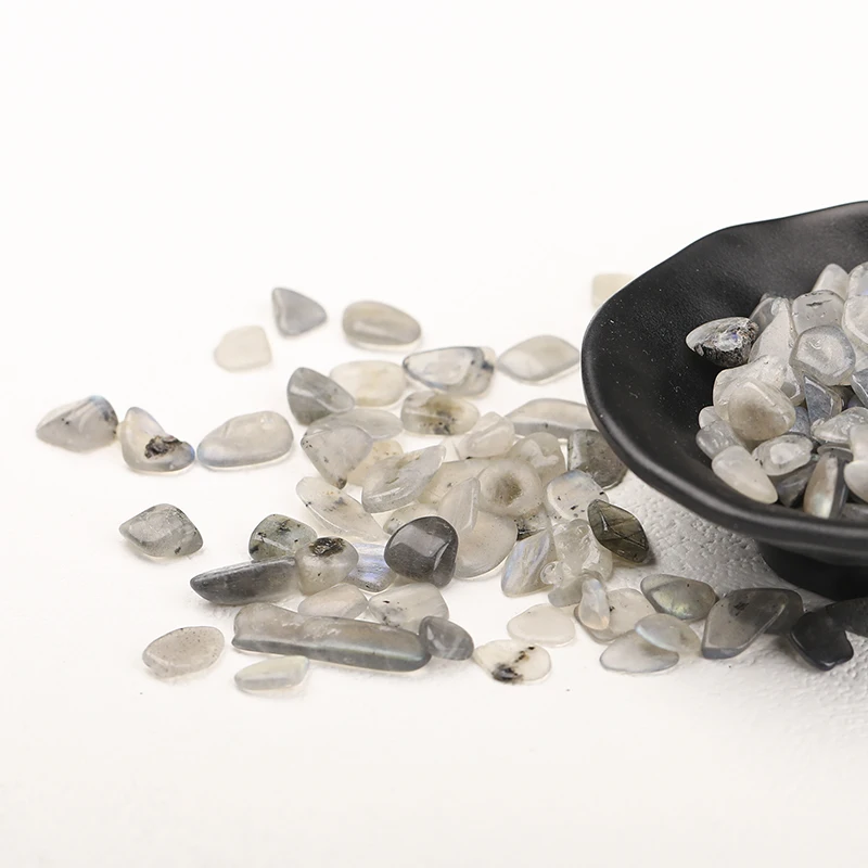 Wholesale natural Grey Moonlight healing 3-12mm stone gem crystal flake gravel for home decor