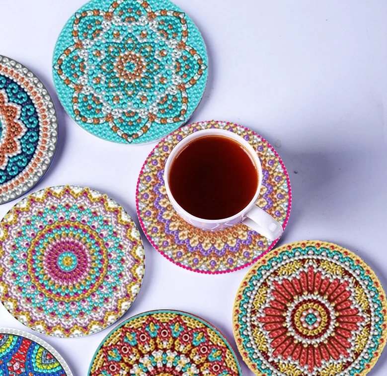 Diamond Painting Coasters Kit 8 Pieces Mandala Diamond Painting Coasters DIY Diamond Art Coasters for Beginners