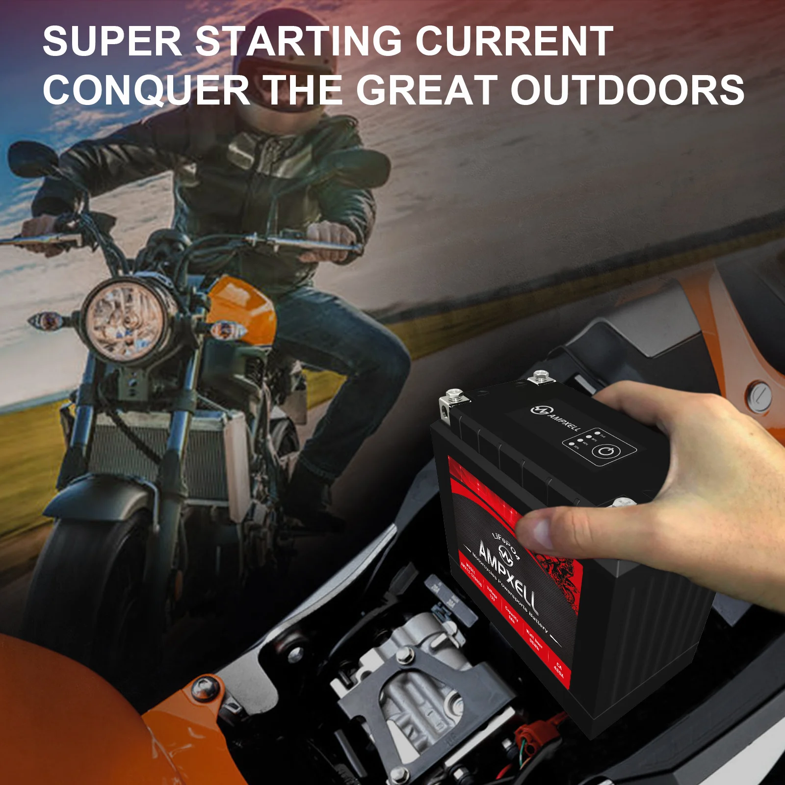 Производитель распродажа ampxell 12V 8Ah 102Wh Lifepo4 стартовый аккумулятор высокой скорости Автоспорт батарея для YT12B-BS/YTX12-BS/YTX16-BS