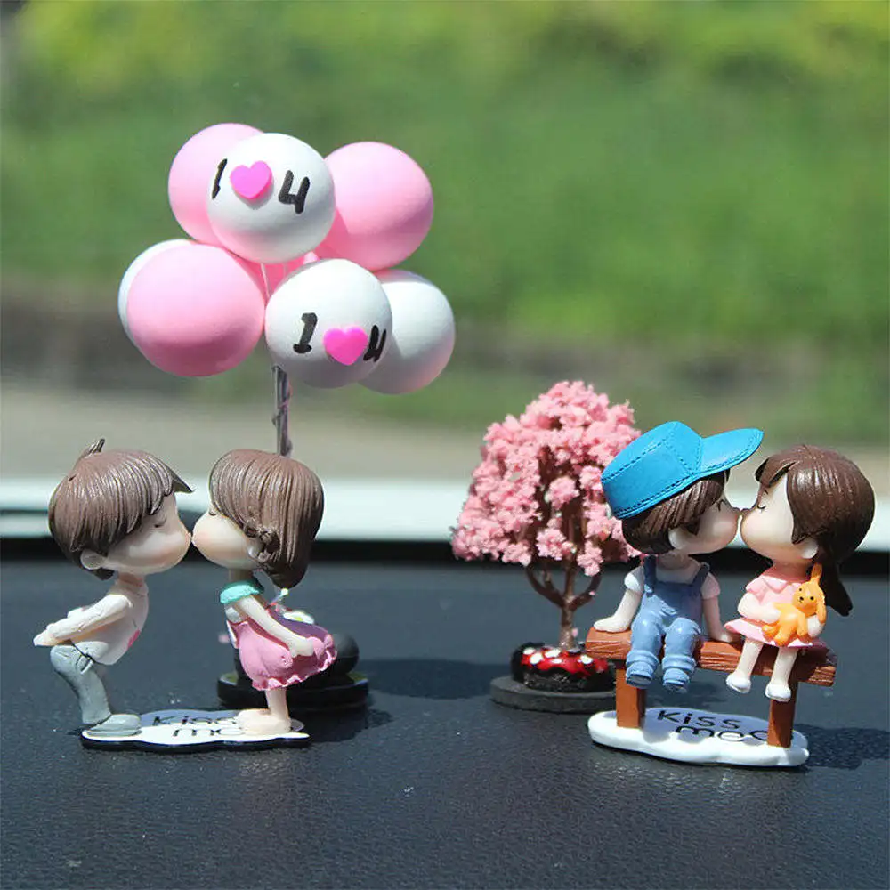 Car Decoration Cartoon Cute Couples Action Figure Figurines Balloon Ornament Auto Interior Dashboard Accessories for Girls