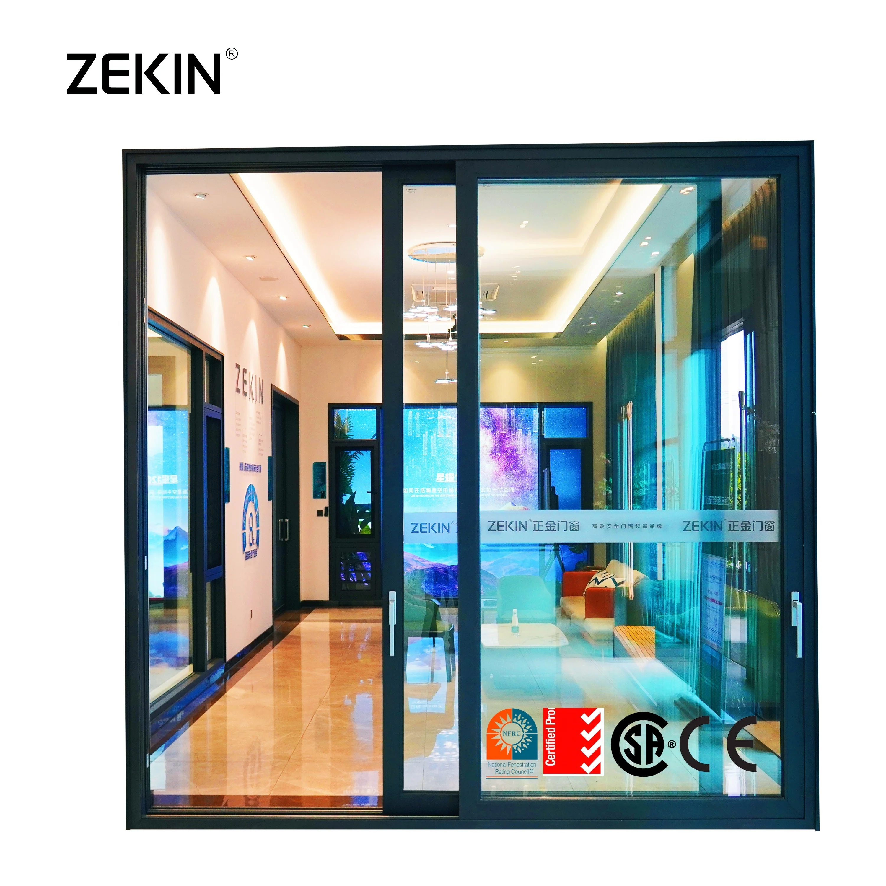 Customized Thermal Break Aluminium Profiles Tempered Glass Windows And Doors energy efficient soundproof Patio Sliding Doors